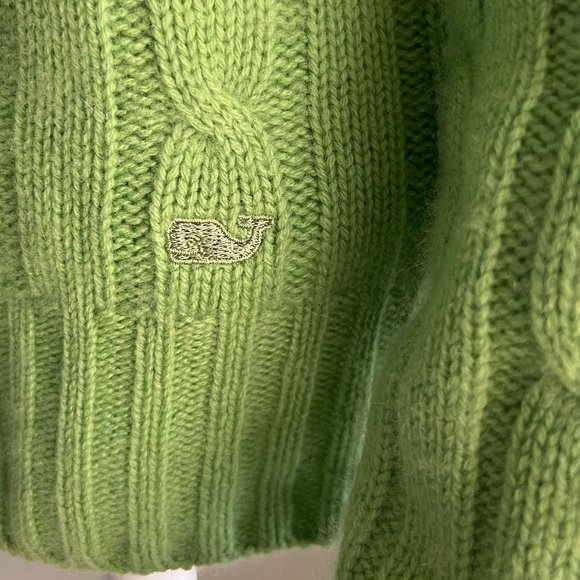 VINEYARD VINES Women's Green 100% Cable Knit Cashmere Sweater - Picture 2 of 8
